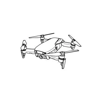 Detailed Line Drawing of a Drone. Vector icon. Stock Illustration