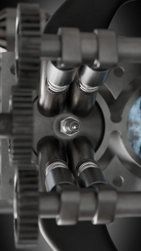 Detailed look at mechanical components in a sophisticated engine assembly Stock Footage 321956750