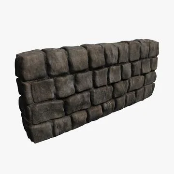 Detailed low poly stone wall 3D Model