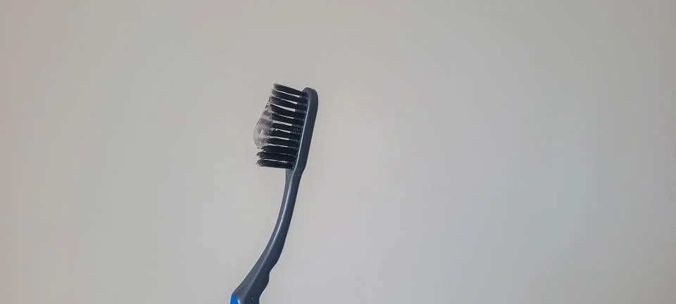 Detailed macro image of toothpaste applied to a toothbrush. Minimal composi.. Fotos Stock