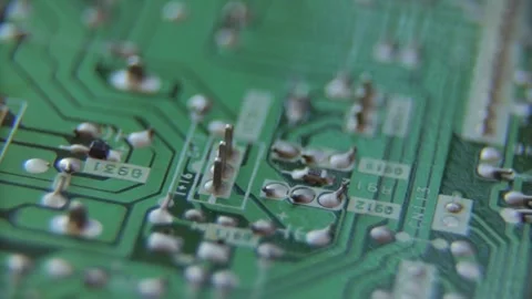Detailed macro view of green printed circuit board surface Stock-Footage 333837009