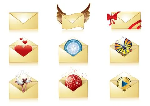 Detailed mail icon set, vector illustration Stock Illustration