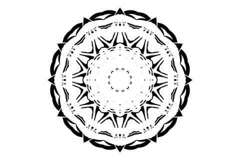 Detailed Mandala Black White Complex Art Illustration Stock Illustration