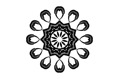 Detailed Mandala Circular Pattern BW Design Stock Illustration