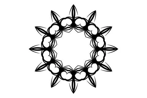 Detailed Mandala Circular Pattern BW Design Stock Illustration