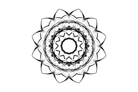 Detailed Mandala Design Central Star and Concentric Circles Stock Illustration