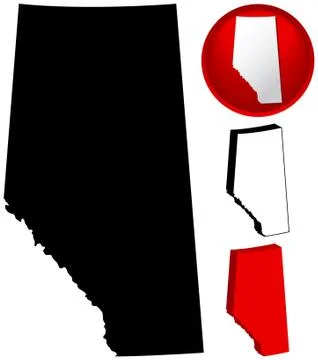 Detailed map of Alberta, Canada Stockillustratie