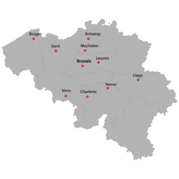 Detailed map of the Belgium Stock-Illustration