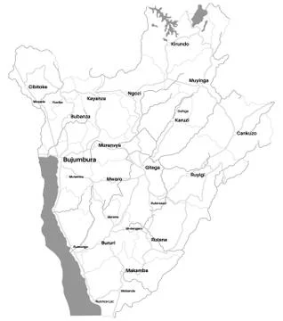 Detailed map of Burundi Stock Illustration