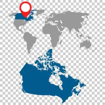 Detailed map of Canada and World map navigation set. Flat vector illustration Stock Illustration