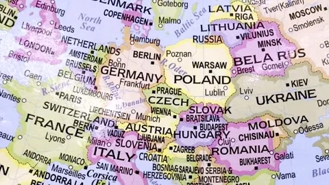 Detailed Map of European Countries Video stock 336177474