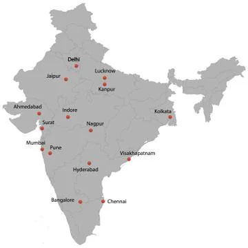 Detailed map of the India Stock Illustration