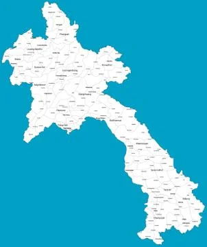 Detailed map of Laos Stock Illustration