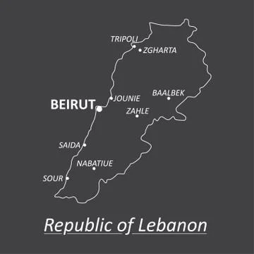 Detailed map of Lebanon with cities. Vector illustration Stock Illustration