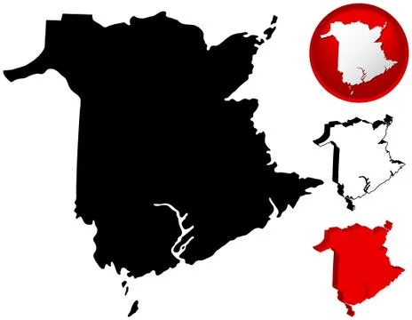 Detailed map of New Brunswick, Canada Stockillustratie