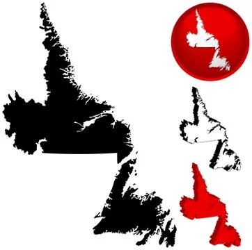 Detailed map of Newfoundland, Canada 库存插图