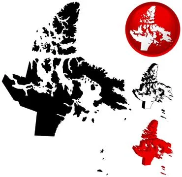 Detailed map of Nunavut, Canada Illustration
