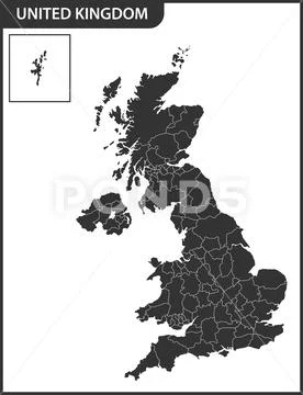 The detailed map of the United Kingdom with regions or states. Actual current Stock Illustration