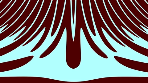 Detailed maroon lines pulse on a light blue background in a wave motion Vídeo Stock 334344641