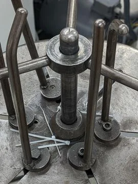 Detailed Mechanical Setup. Precision Fixture With Clamps And Pins. Meticulo.. Stock Photos