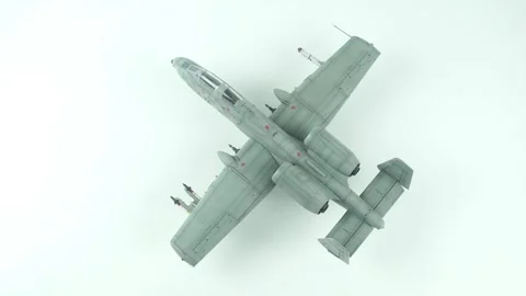 Detailed Model Of The A-10 Thunderbolt II Aircraft On A White Background. Stock Footage 341485355
