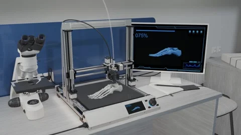 A detailed model of a human foot is created using a 3D printer Stock Footage 287731019