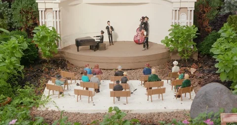 Detailed Model Train Set with Miniature Orchestra Musicians Video stock 99462331