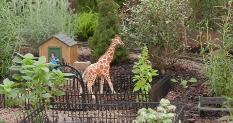 Detailed Model Train Set with Zoo Animals - Giraffe Vídeo Stock 99462596