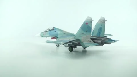 A Detailed Model Of The Two-Seat Multirole Fighter Su-30. Stock Footage 341095987