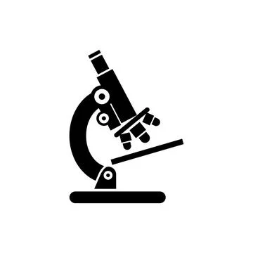 Detailed monocular microscope with three objectives icon Stock Illustration