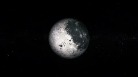 A detailed moon floating in a dark space sky with stars around it Stock Footage 337080308