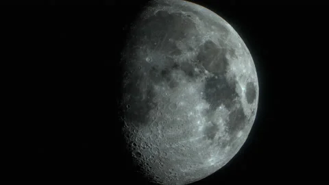 Detailed Moon Surface with Shadow Movement Video stock 237448081