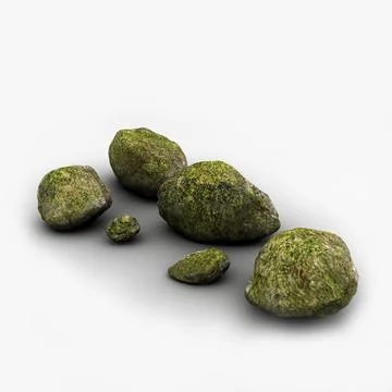 Detailed mossy rocks 3D Model