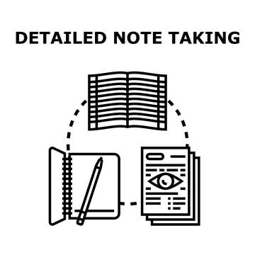 Detailed note taking process, learning, and analysis イラスト素材