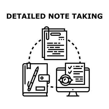 Detailed note taking workflow planning organization and management Stockillustratie