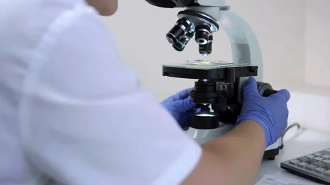 Detailed observation of rotavirus under a microscope is essential for research Stock Footage 336583614