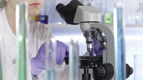 Detailed observation of rotavirus under a microscope is essential for research Stock Footage 336583633