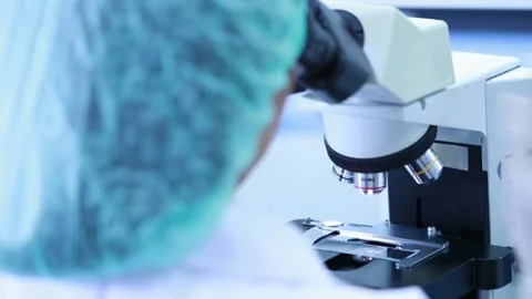 Detailed observation of rotavirus under a microscope is essential for research Stock Footage 336583664