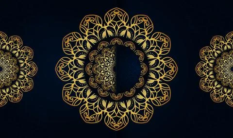 Detailed oriental hand drawn gradient green luxury golden colors mandala 스톡 일러스트