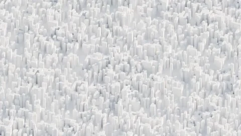 A detailed overhead view of a dense, abstract white city grid showing complex ar Stock Footage 340237583