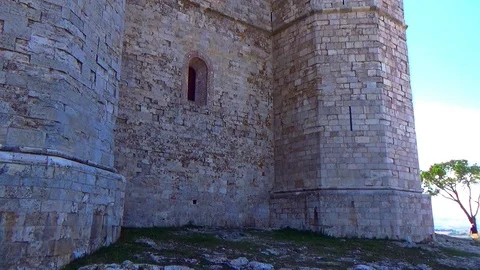 Detailed overview of one of the eight octagonal towers that make up "Castel d Vídeo Stock 102056191