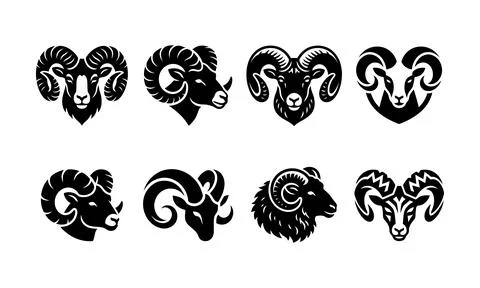 A detailed pack of various rams and sheep silhouettes Stock-Illustration