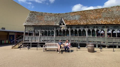 A detailed panoramic view of the Hogwarts Bridge in the Backlot Stock Footage 324819823