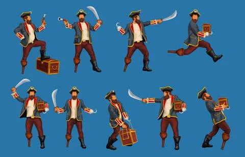 Detailed pirate set Stock Illustration