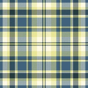 Detailed pixelated plaid pattern in blue, green, and cream. A classic textile Stock Illustration