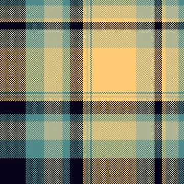 Detailed pixelated tartan pattern in teal and beige. Traditional woven check  Stock Illustration