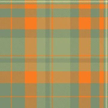 Detailed pixelated tartan pattern in warm orange and muted green. Classic des Stock Illustration