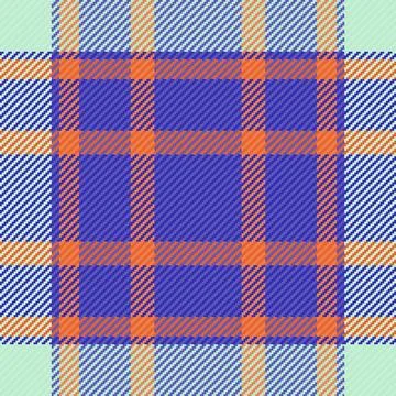 Detailed plaid pattern. Features blue, orange and green colors in a symmetr.. Stock Illustration