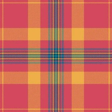 Detailed plaid pattern in pixel art style. Vibrant color scheme with geometri Stock Illustration