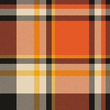 Detailed plaid pixel pattern in black, beige, orange, and yellow. Good for re Stock Illustration